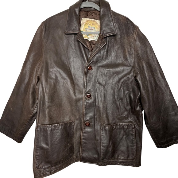Vintage Mens Leather Jacket Dark Brown Vera Pelle Made in Italy Sz M